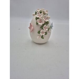 Hand Painted Porcelain‎ Easter Egg with Flowers and Butterflies Set of 3